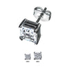Stainless Steel with Hashtag Cubic Zirconia Square Cut Stud Earrings