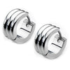 Stainless Steel Three Bars High Polished Huggies Earrings