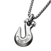 Matte Steel Clevis Grab Hook Anchor Pendant with Steel Bold Box Chain