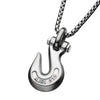 Matte Steel Clevis Grab Hook Anchor Pendant with Steel Bold Box Chain