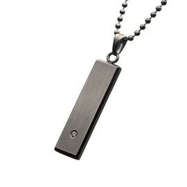 Cubic Zirconia Tag Pendant with Ball Chain