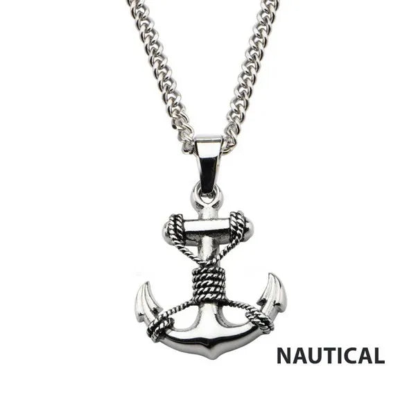 Men's Stainless Steel Anchor Pendant with Chain.