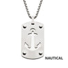 Etched Anchor Dog Tag Pendant with 2mm Box Chain