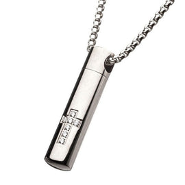 Cross Clear Cubic Zirconia Pendant with long Box Chain