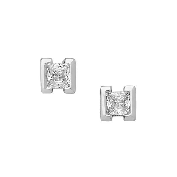 Square 4mm CZ Stud Earrings